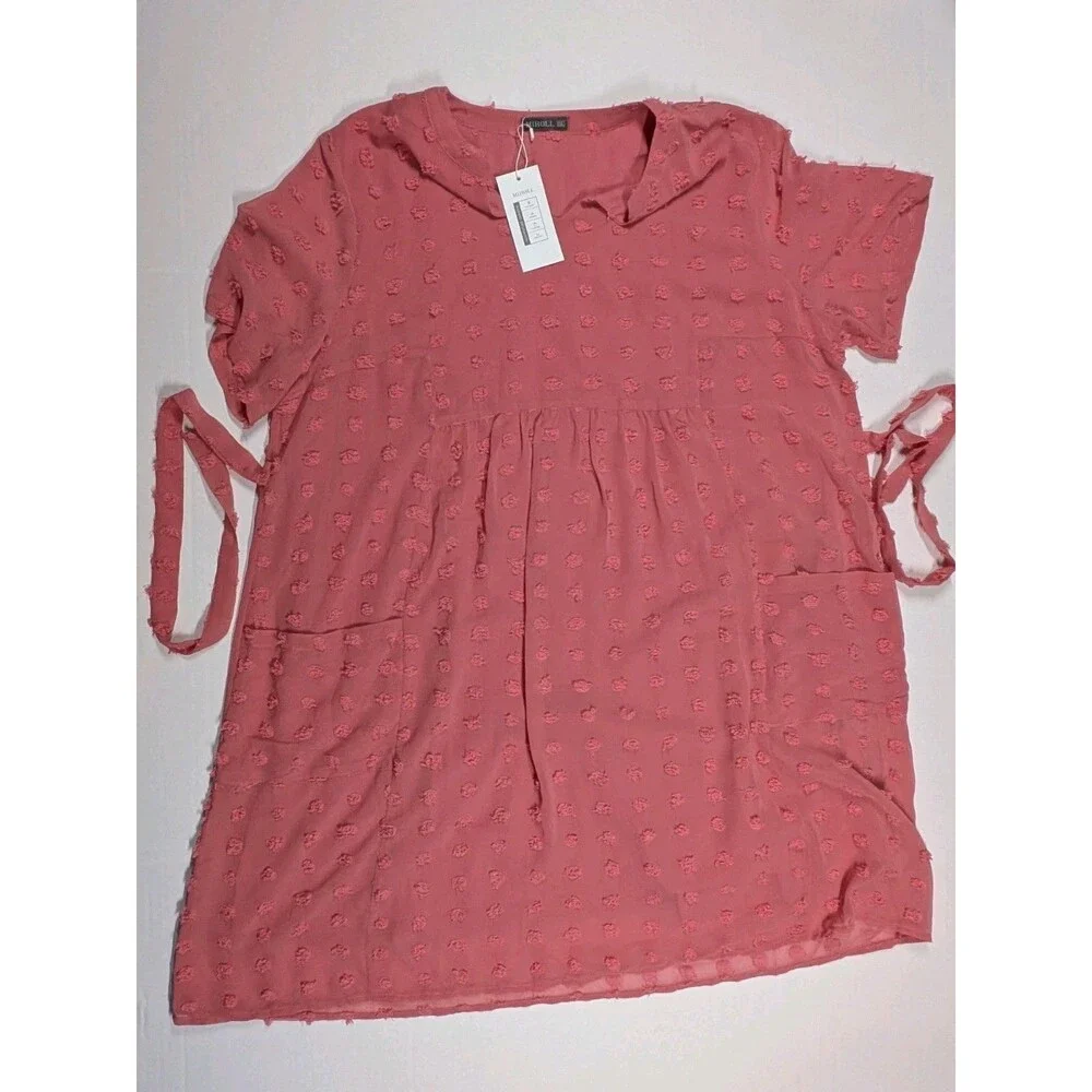 MIHOLL Dusty Pink & Ivory/Cream Swiss Dot Shift Dress XXL (2 dresses) - Picture 13 of 16